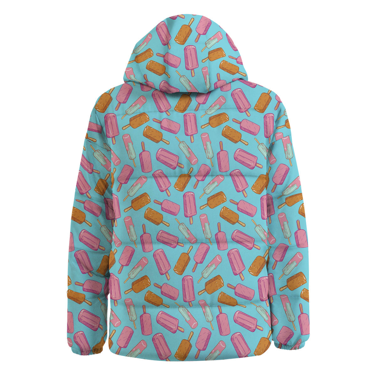 Ice Cream Pink And Brown Print Pattern Down Jacket-grizzshop