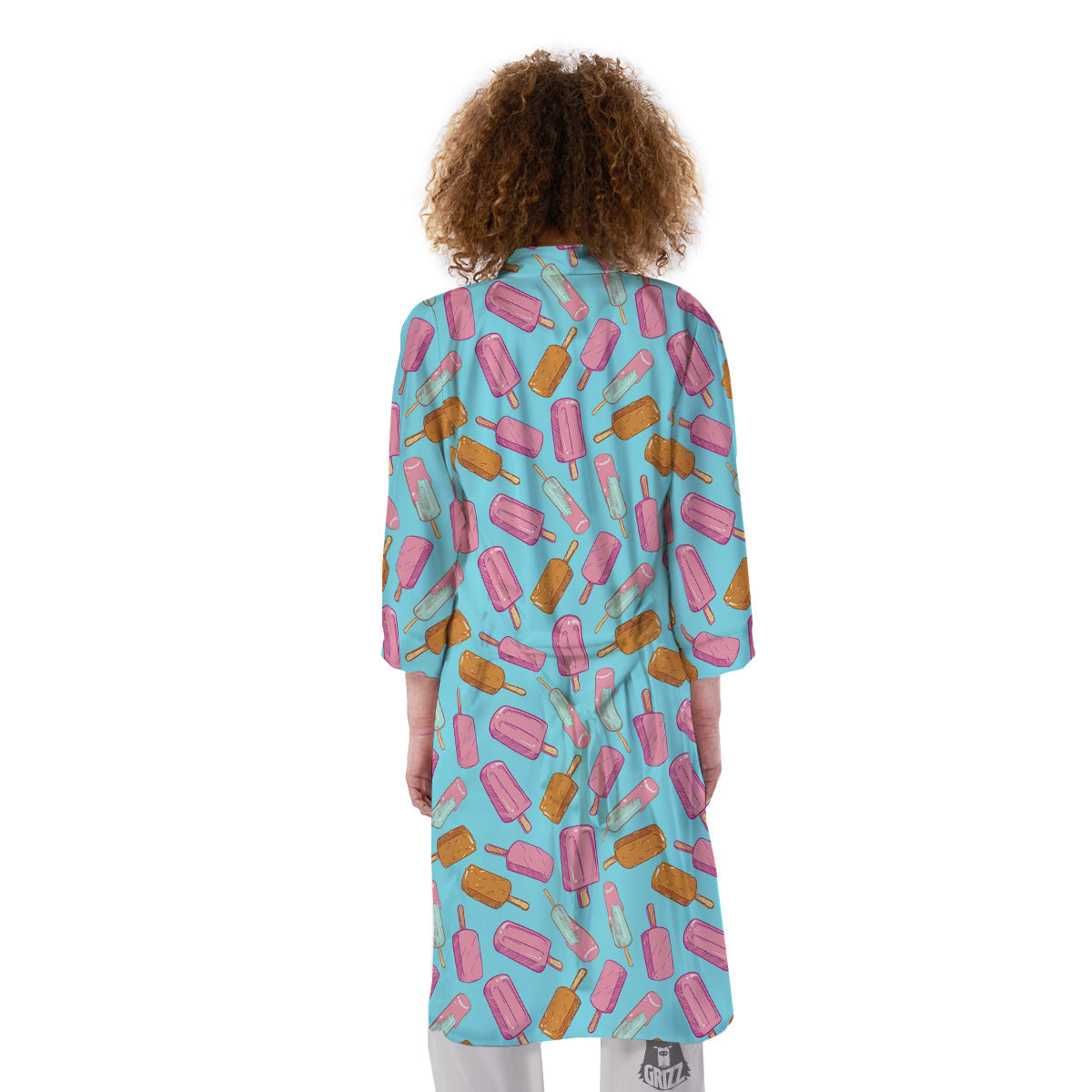 Ice Cream Pink And Brown Print Pattern Kimono-grizzshop