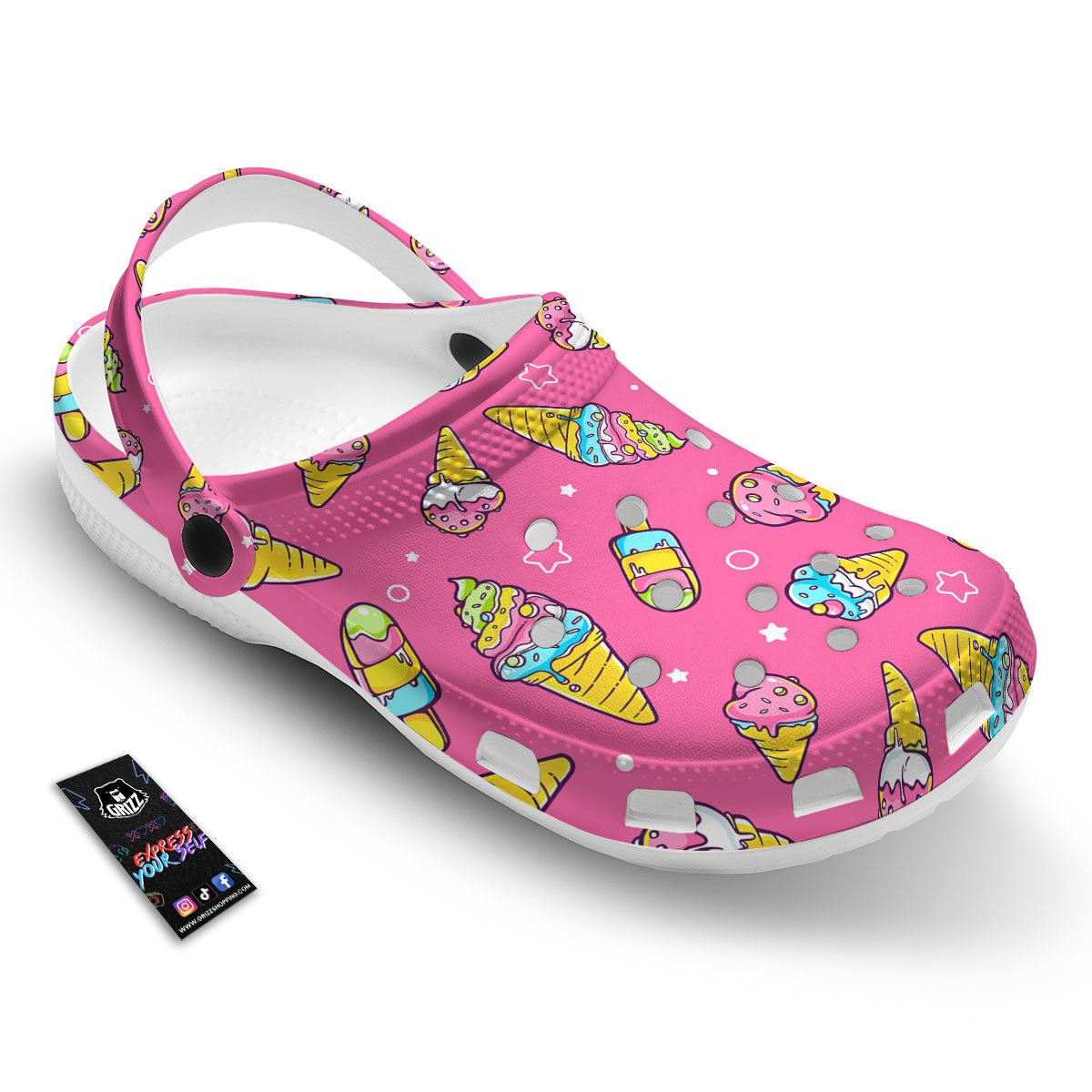 Ice Cream Pink Print Pattern Clog-grizzshop