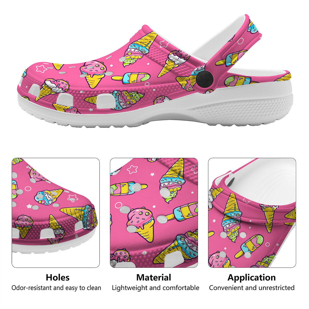 Ice Cream Pink Print Pattern Clog-grizzshop
