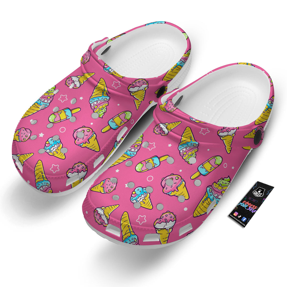 Ice Cream Pink Print Pattern Clog-grizzshop