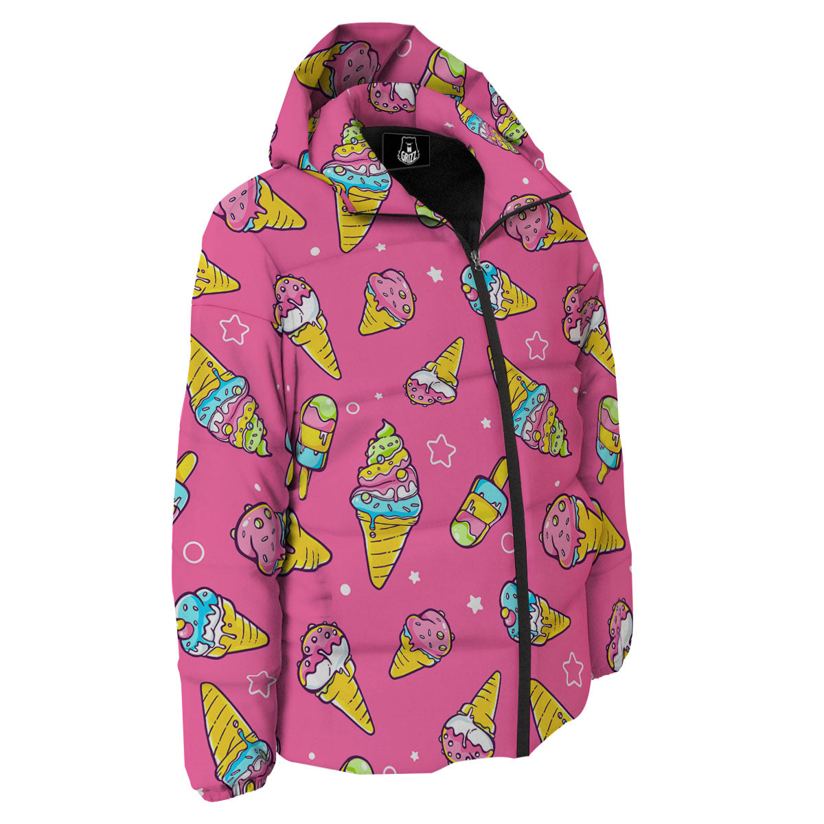 Ice Cream Pink Print Pattern Down Jacket-grizzshop