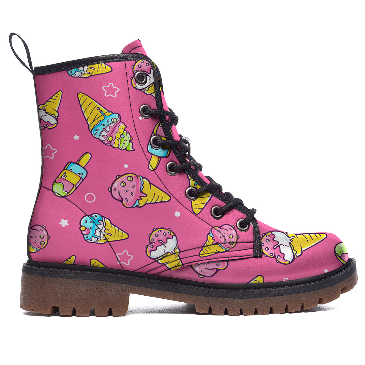 Ice Cream Pink Print Pattern Work Boots-grizzshop