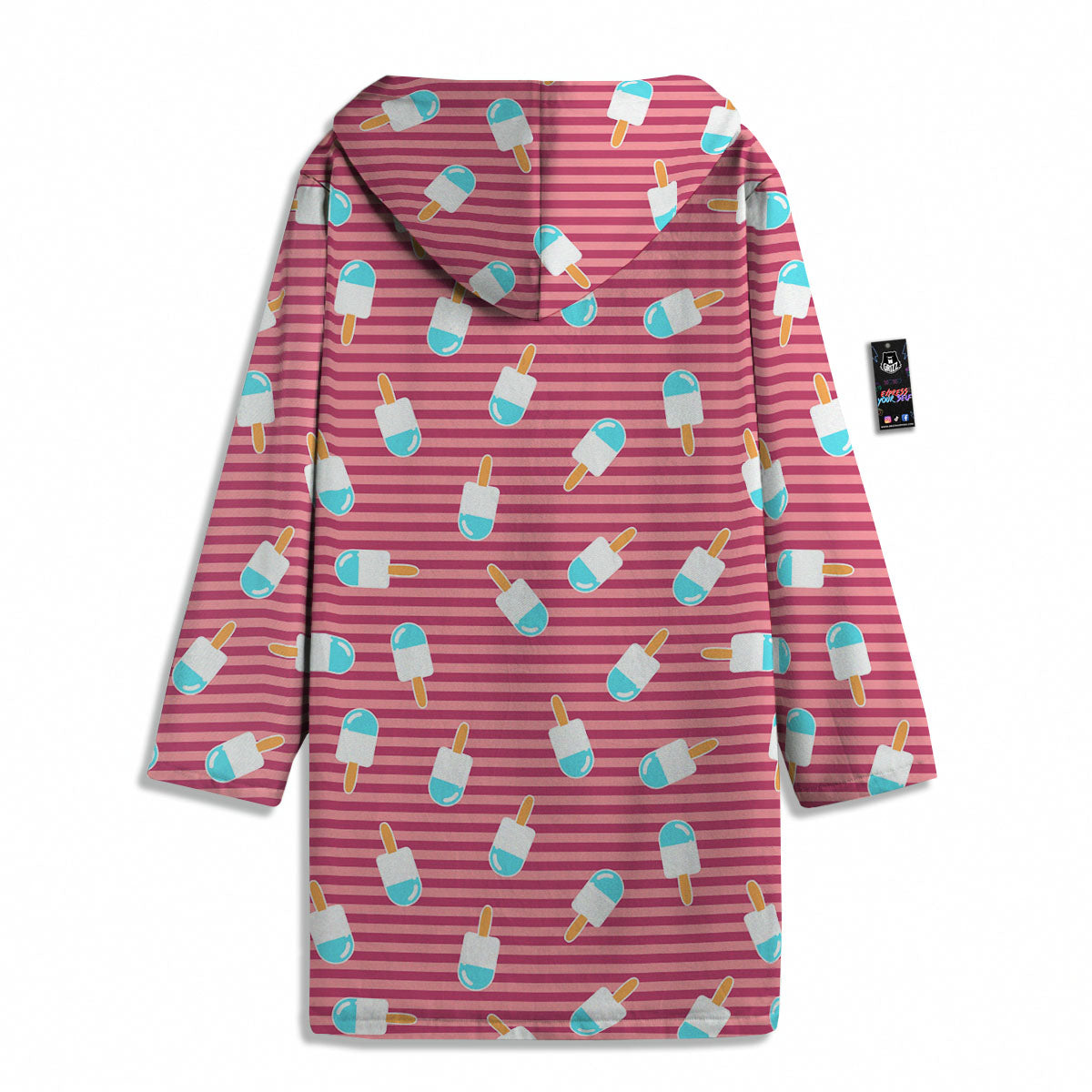 Ice Cream Pink Striped Print Pattern Men's Windbreaker Jacket-grizzshop