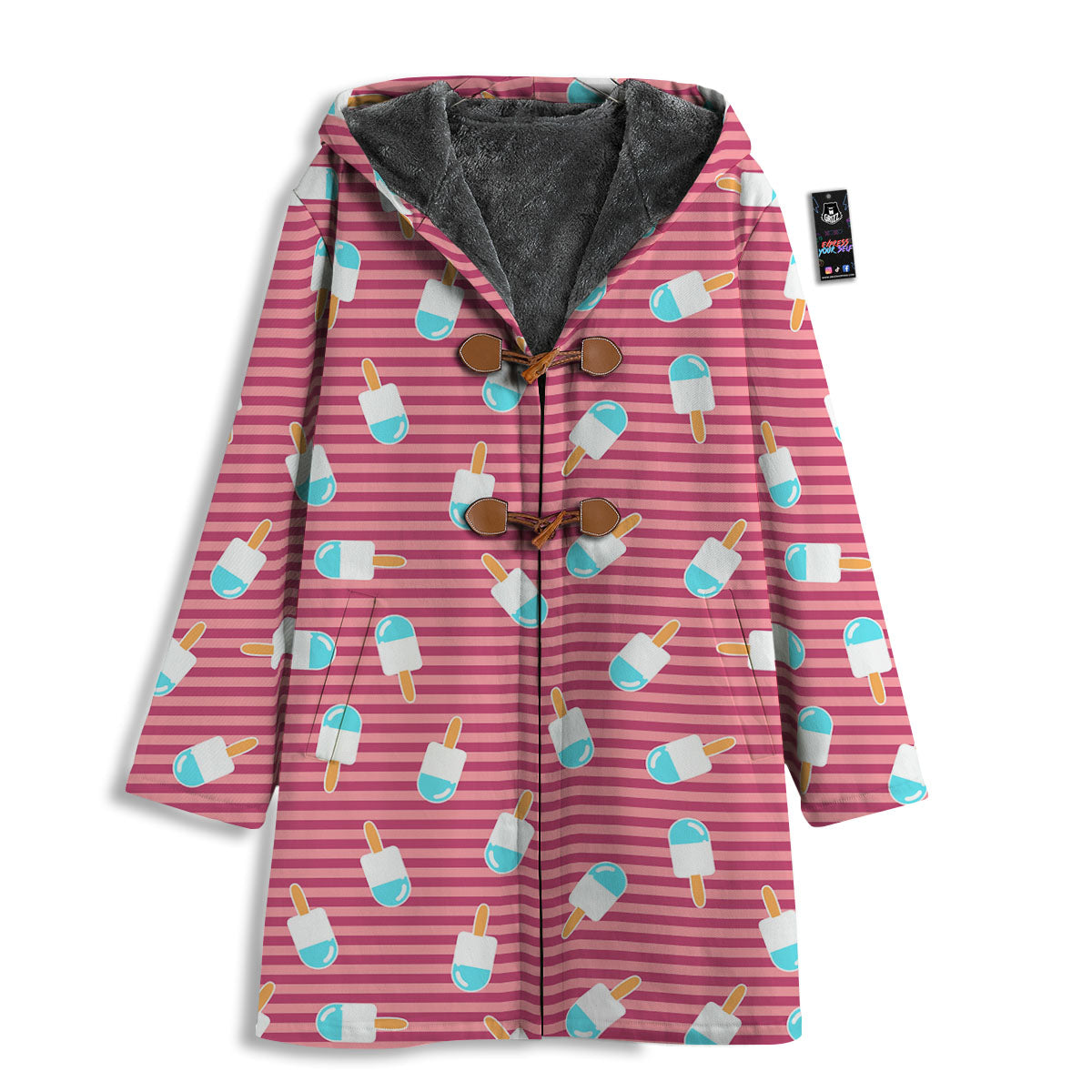 Ice Cream Pink Striped Print Pattern Men's Windbreaker Jacket-grizzshop