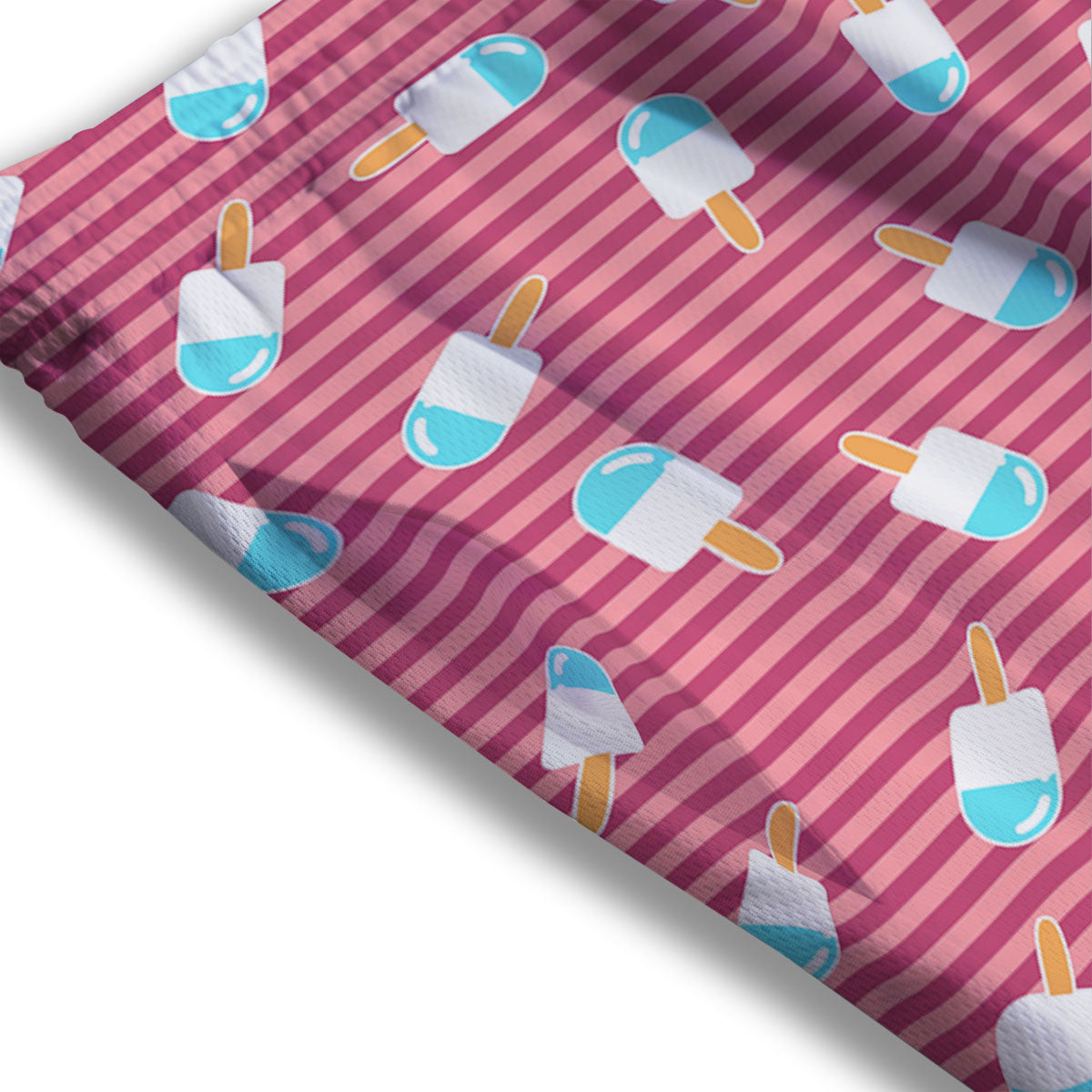 Ice Cream Pink Striped Print Pattern Mesh Shorts