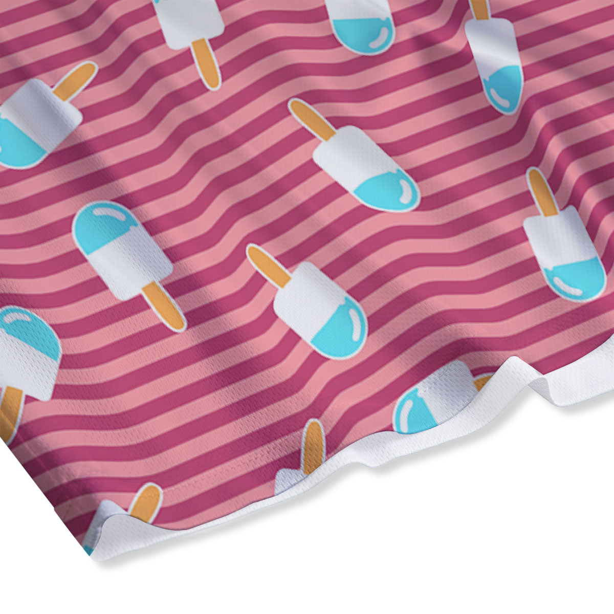 Ice Cream Pink Striped Print Pattern Mesh Shorts