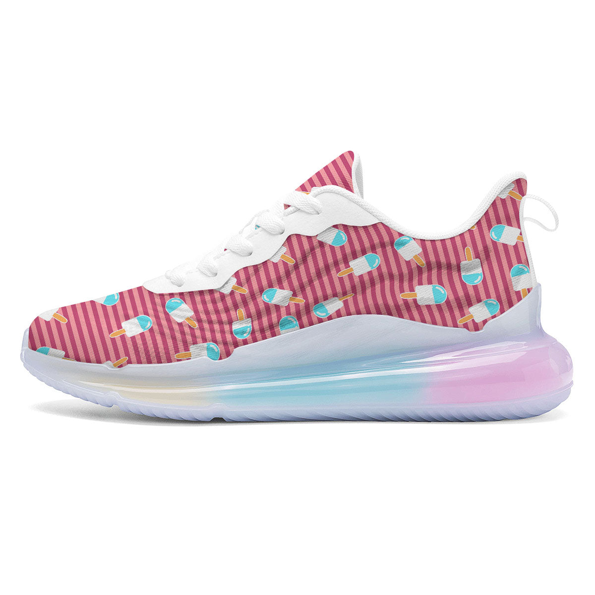 Ice Cream Pink Striped Print Pattern Running Sneakers-grizzshop