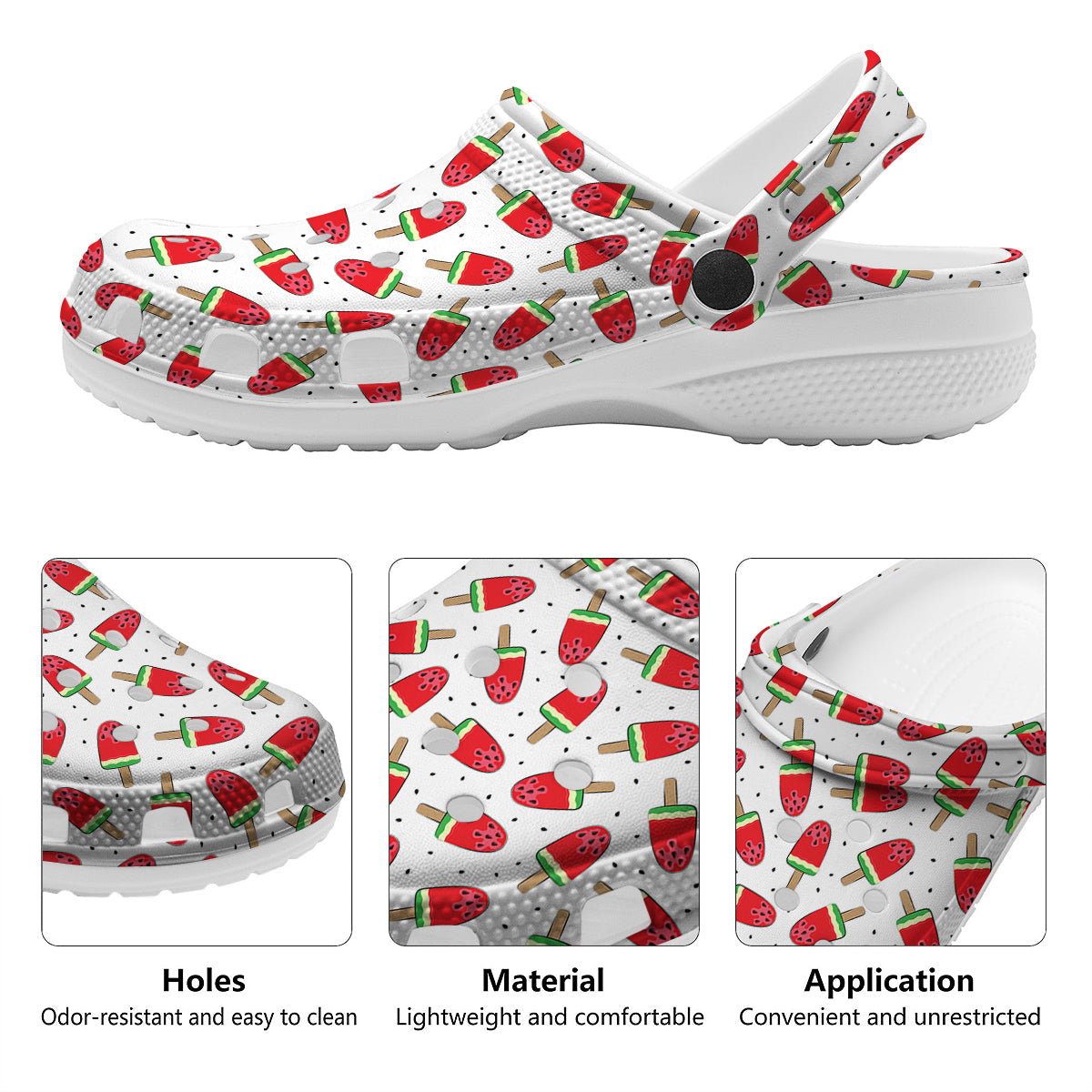 Ice Cream Watermelon Print Pattern Clog-grizzshop