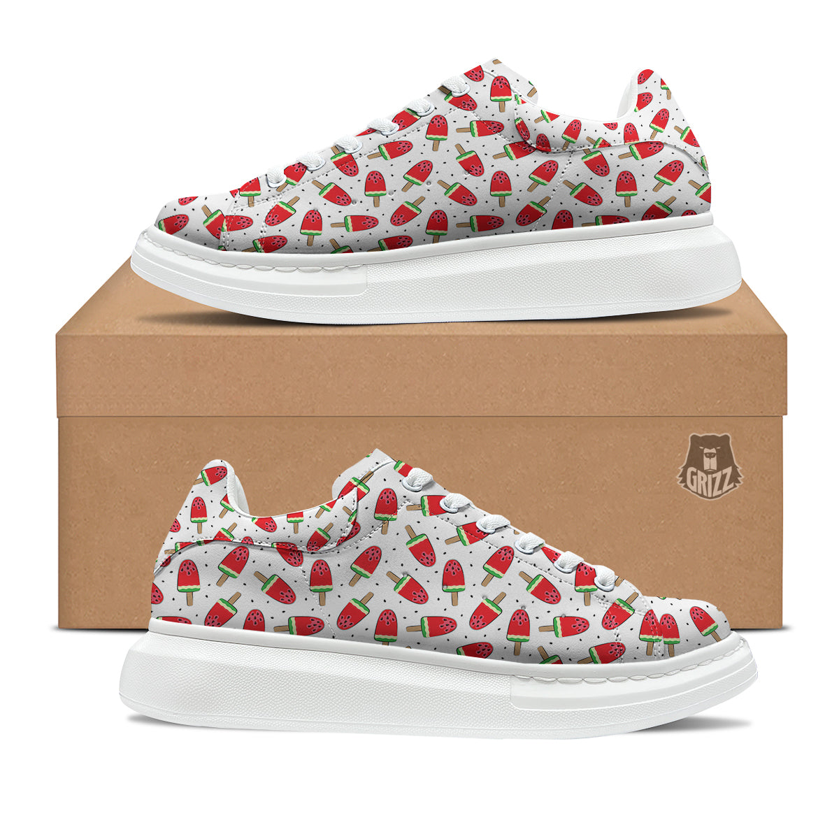 Ice Cream Watermelon Print Pattern Platform Shoes-grizzshop