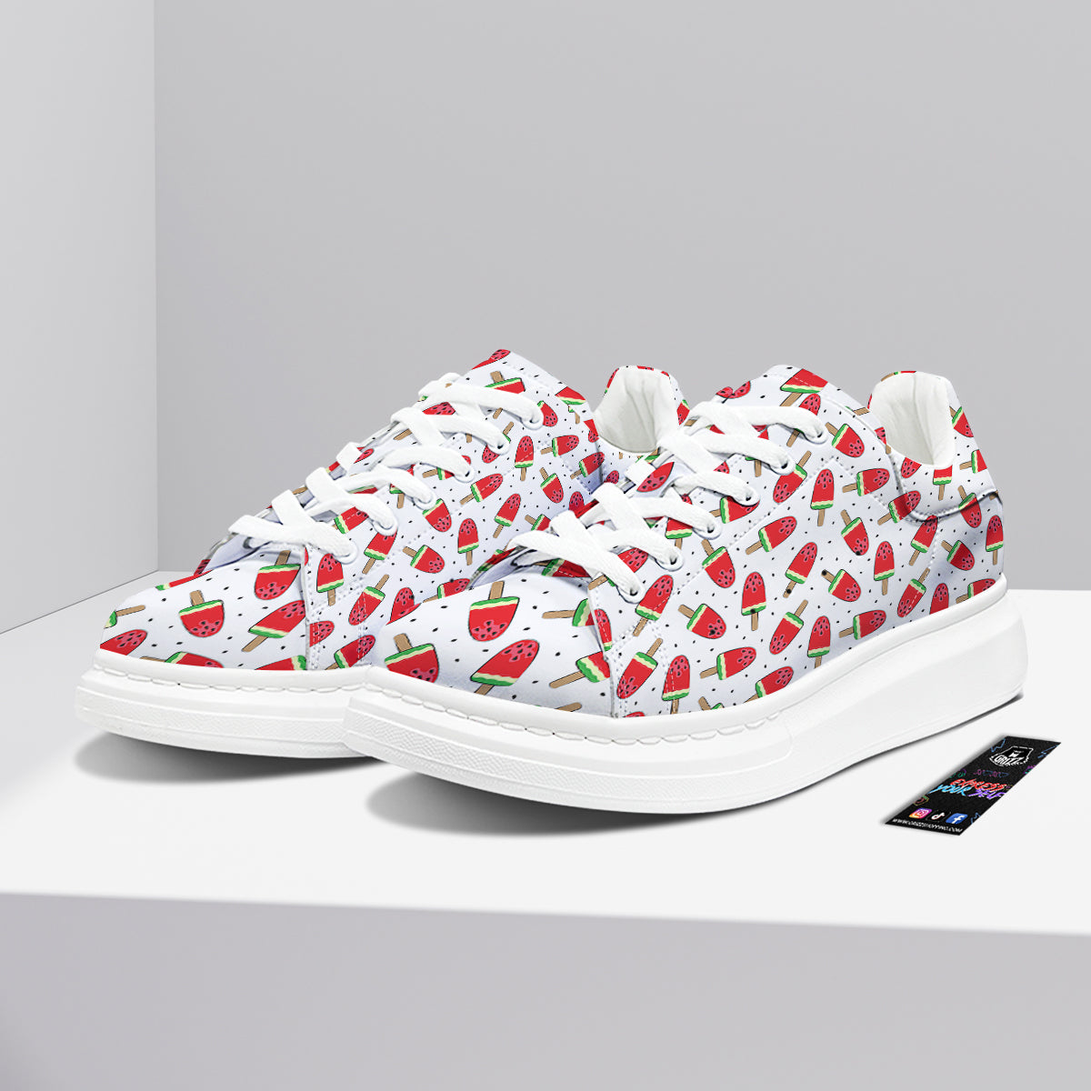 Ice Cream Watermelon Print Pattern Platform Shoes-grizzshop