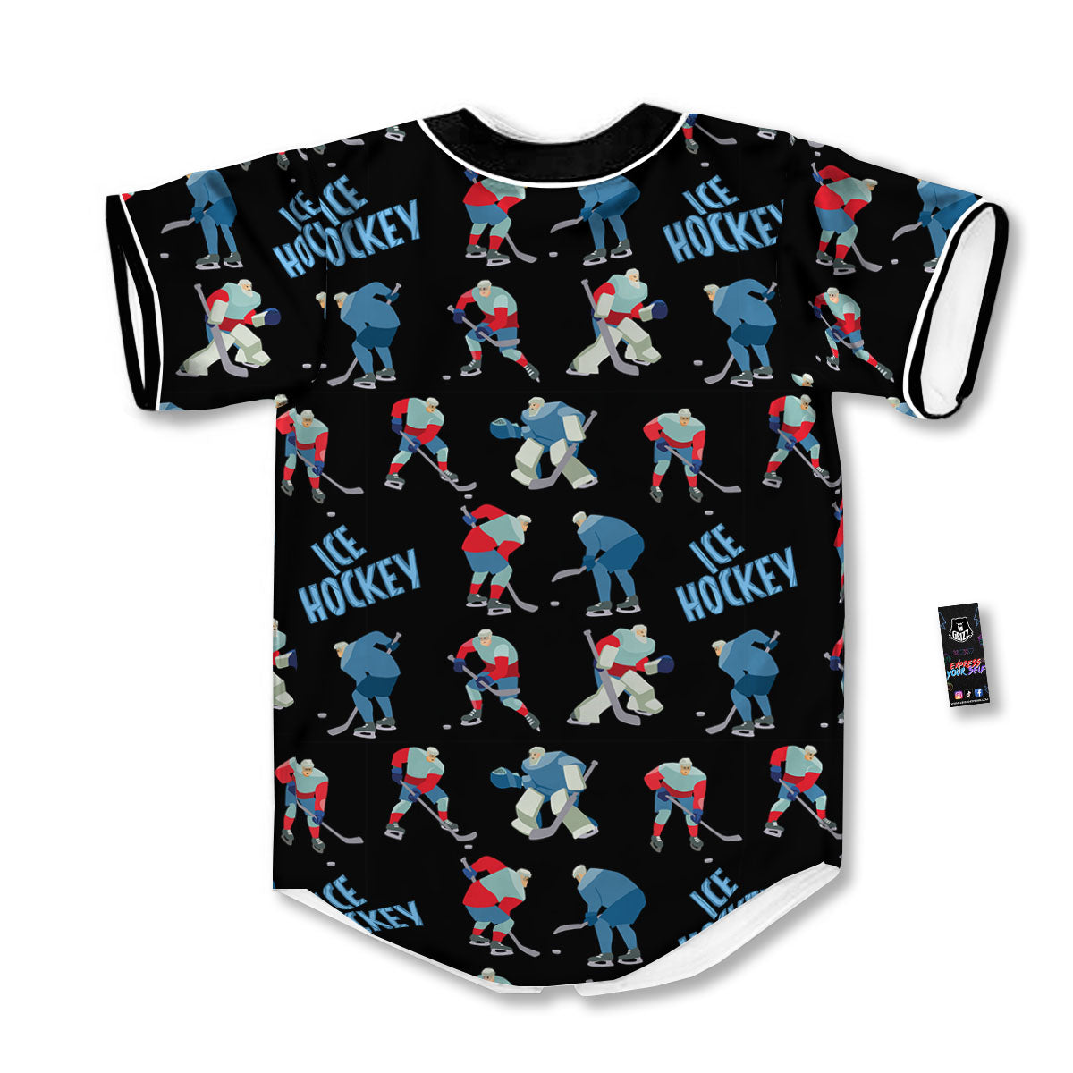 Ice Hockey Players Print Pattern Baseball Jersey-grizzshop