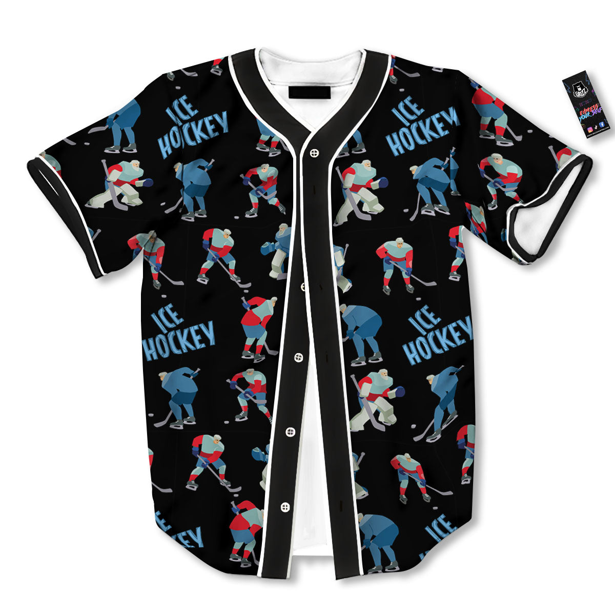 Ice Hockey Players Print Pattern Baseball Jersey-grizzshop