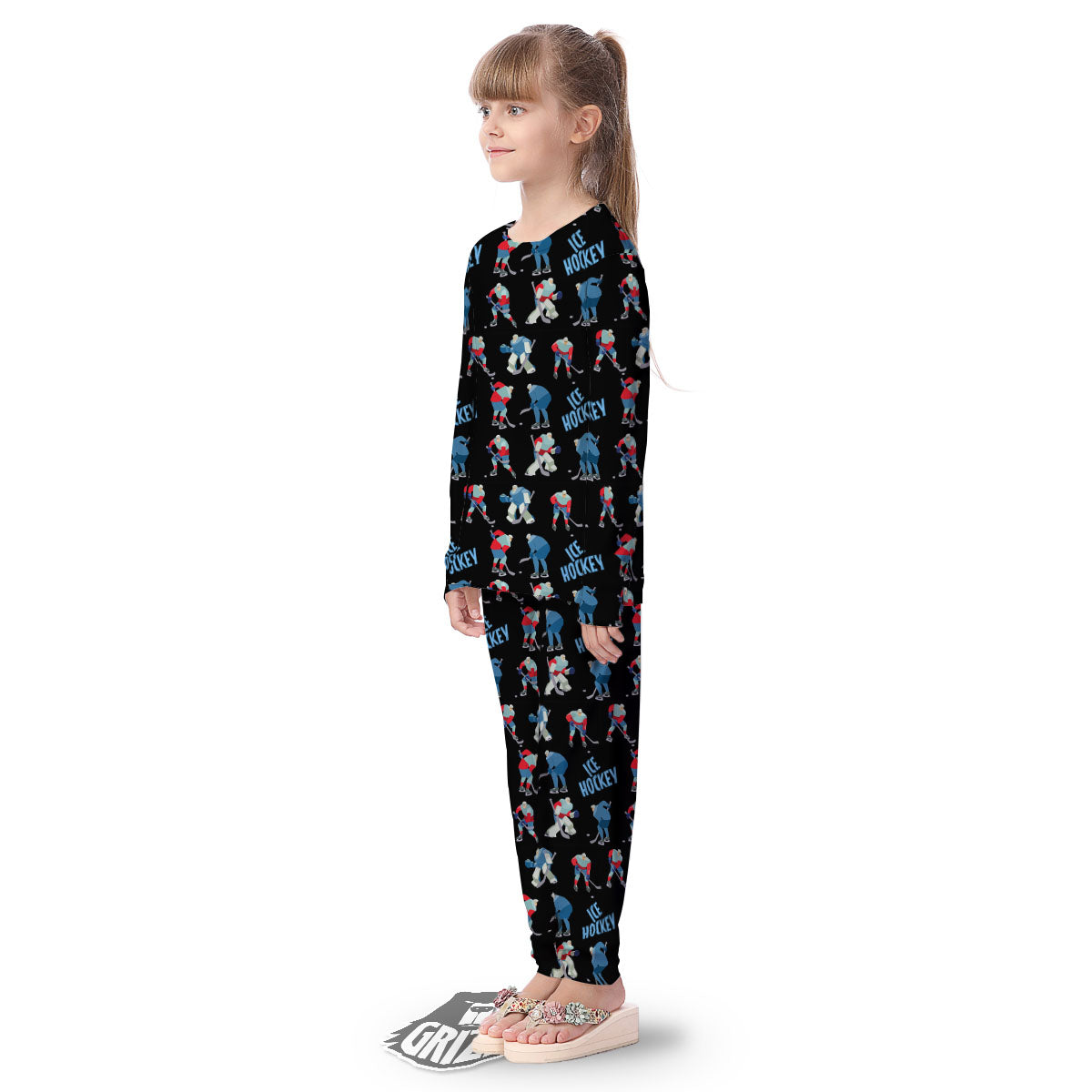 Ice Hockey Players Print Pattern Kid's Pajamas-grizzshop
