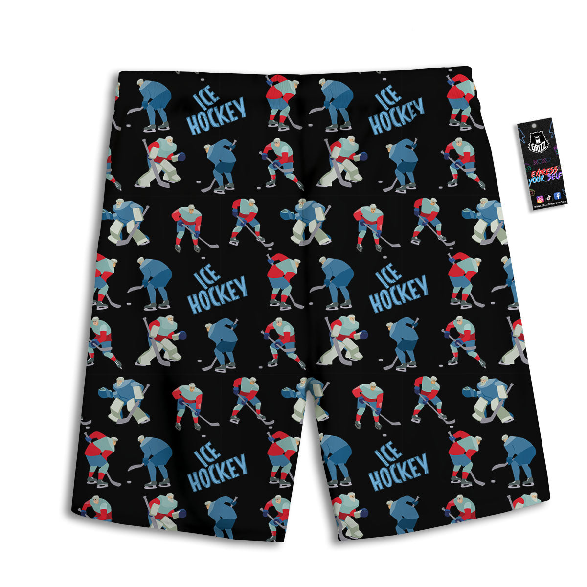 Ice Hockey Players Print Pattern Men's Athletic Shorts