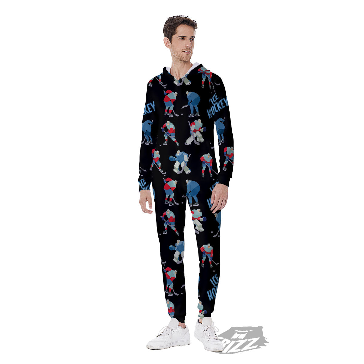 Ice Hockey Players Print Pattern Men's Jumpsuit-grizzshop