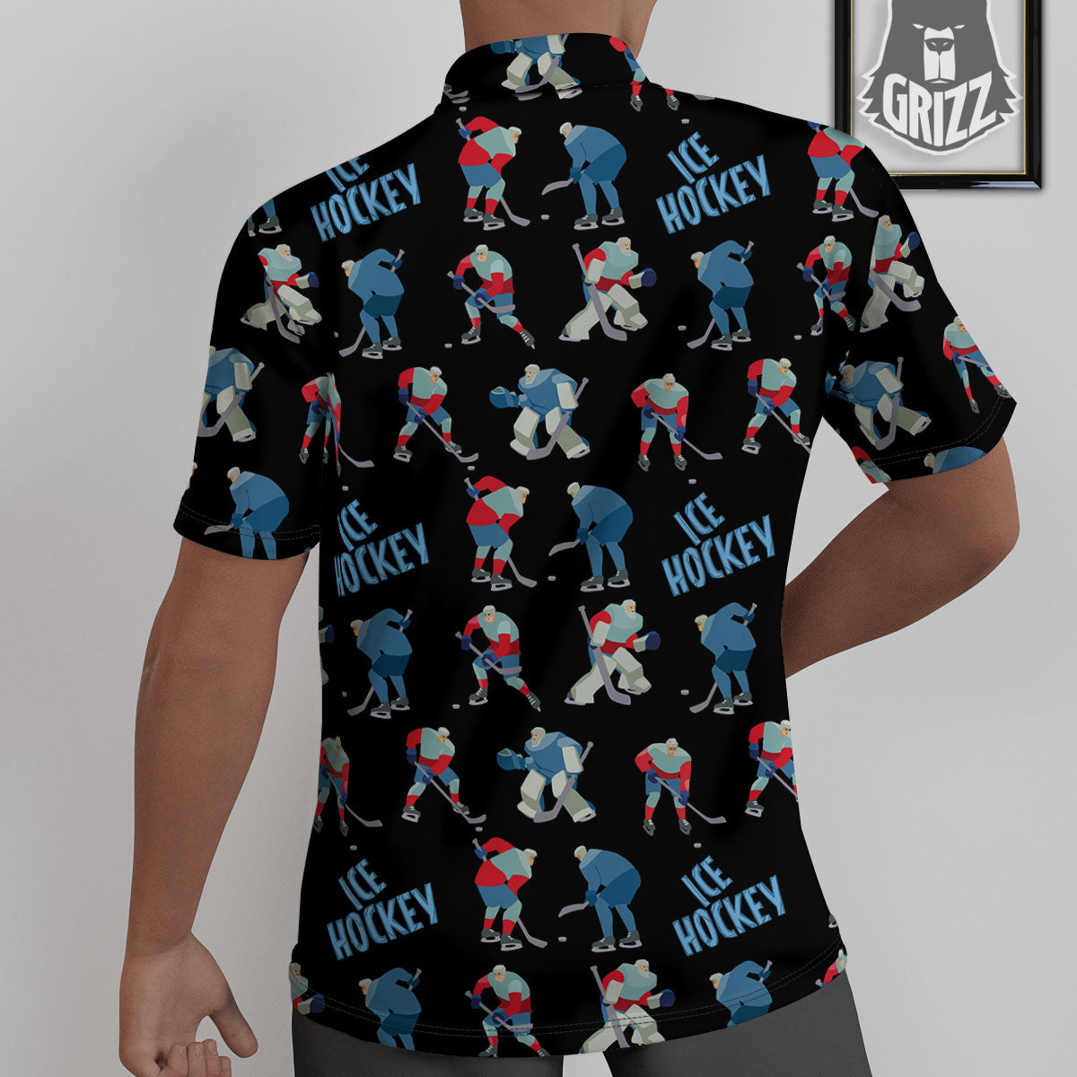 Ice Hockey Players Print Pattern Untucked Shirts-grizzshop