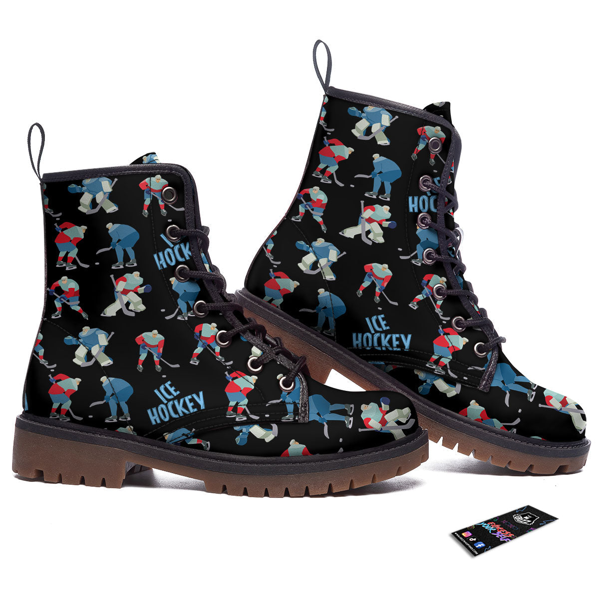 Ice Hockey Players Print Pattern Work Boots-grizzshop