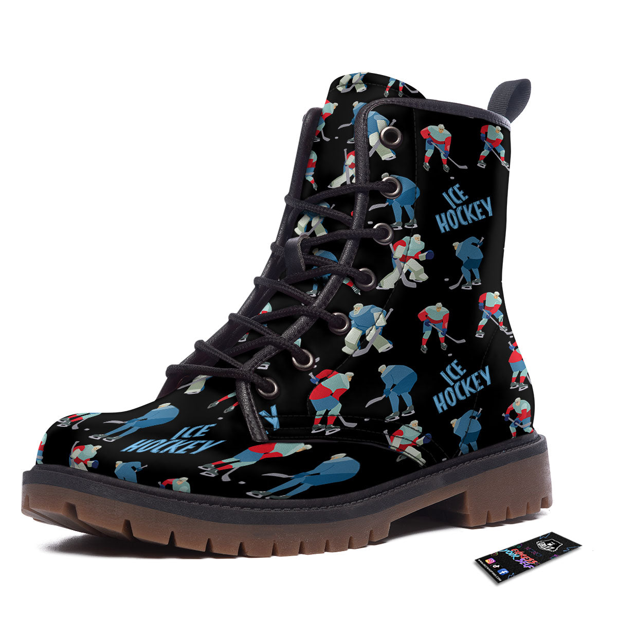Ice Hockey Players Print Pattern Work Boots-grizzshop