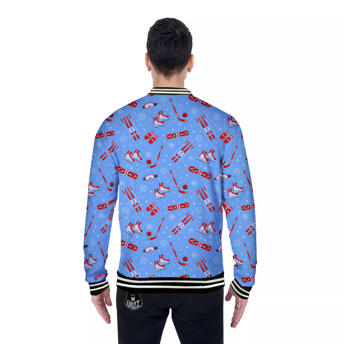 Ice Hockey Puck Print Pattern Baseball Jacket-grizzshop