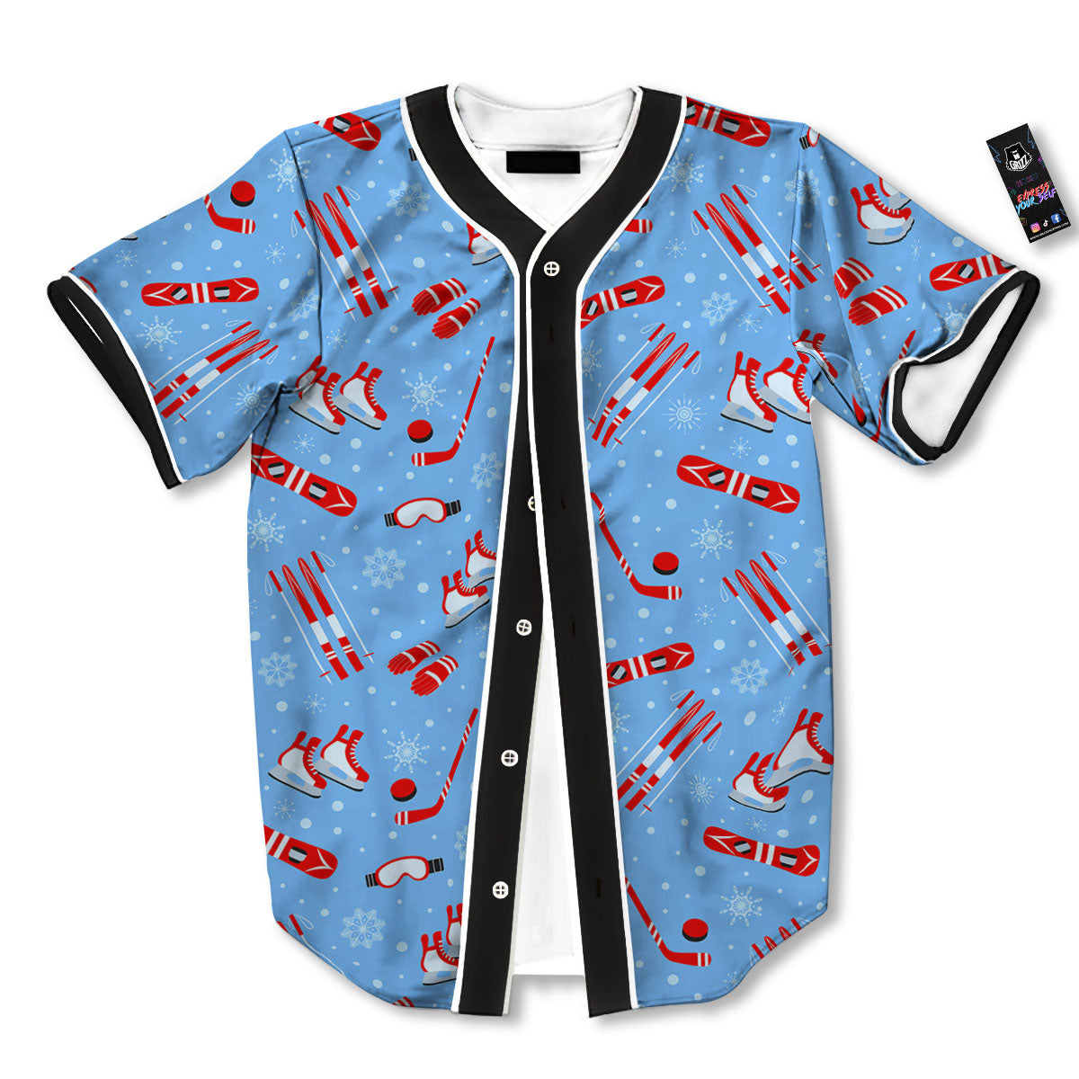 Ice Hockey Puck Print Pattern Baseball Jersey-grizzshop