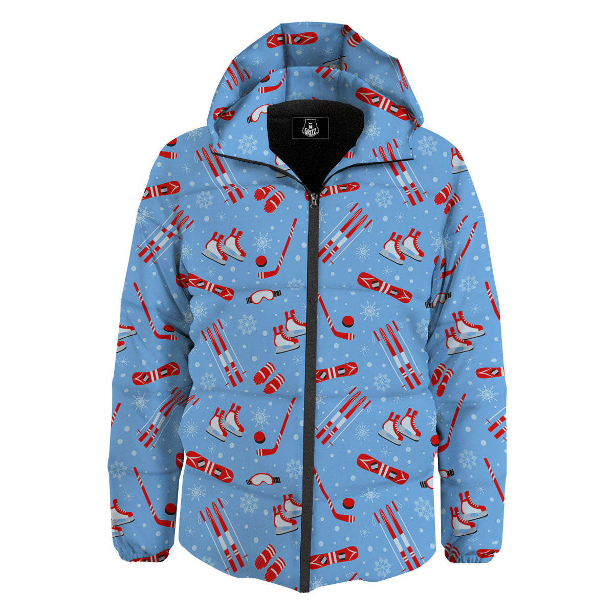 Ice Hockey Puck Print Pattern Down Jacket-grizzshop