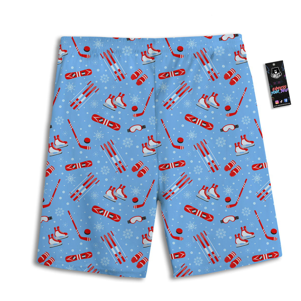 Ice Hockey Puck Print Pattern Men's Athletic Shorts