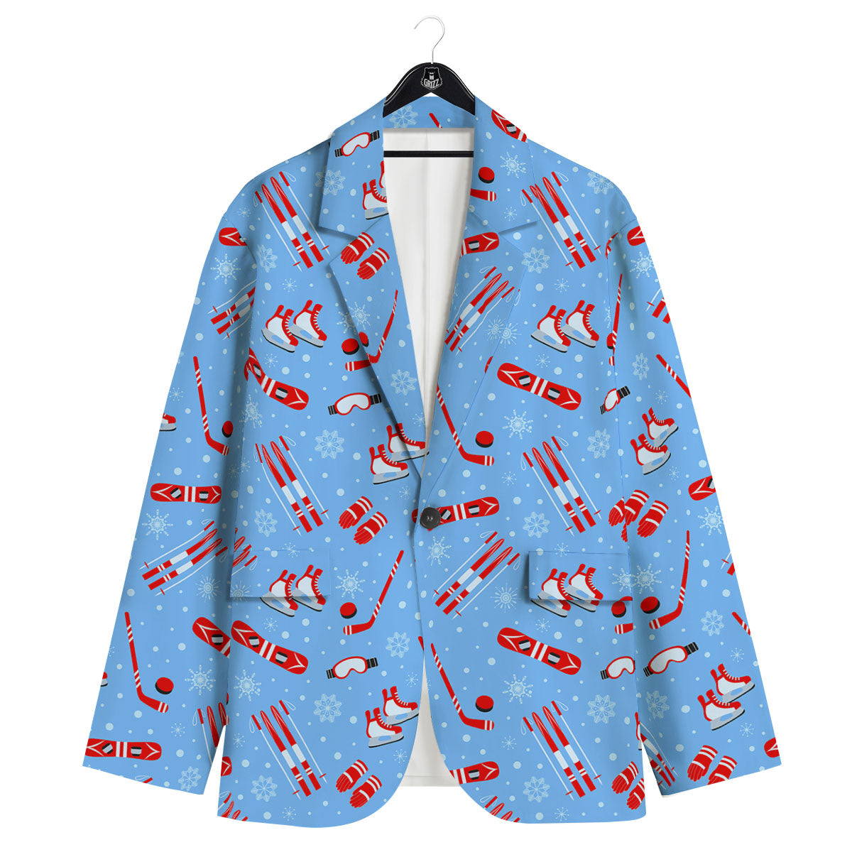 Ice Hockey Puck Print Pattern Men's Sport Coat-grizzshop