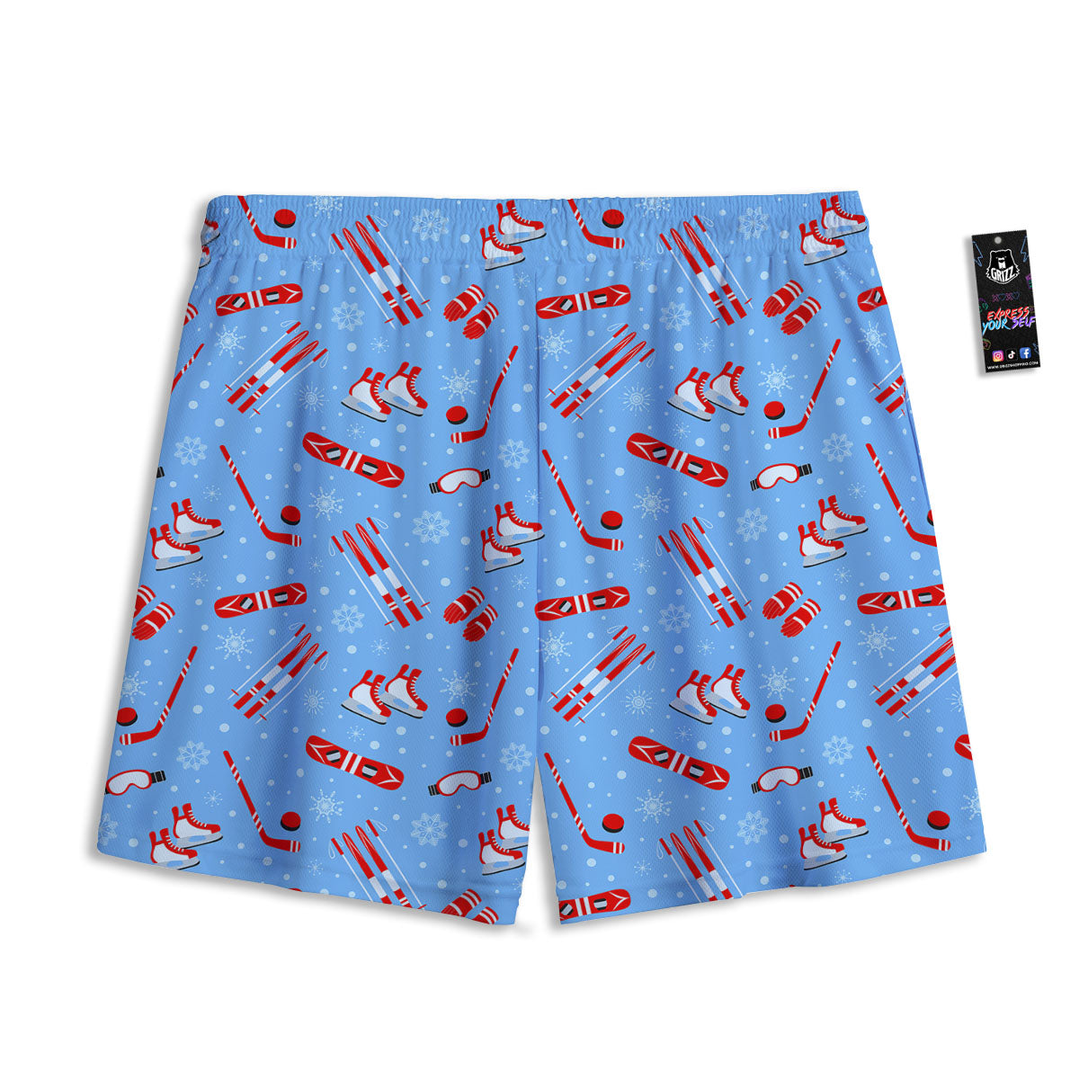 Ice Hockey Puck Print Pattern Mesh Shorts