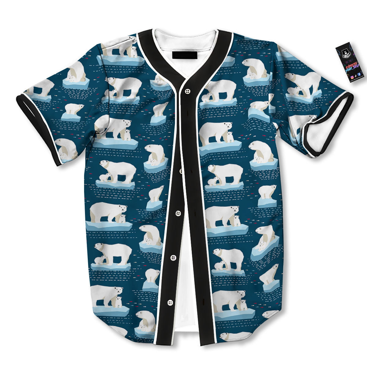 Ice Polar Bear Print Pattern Baseball Jersey-grizzshop