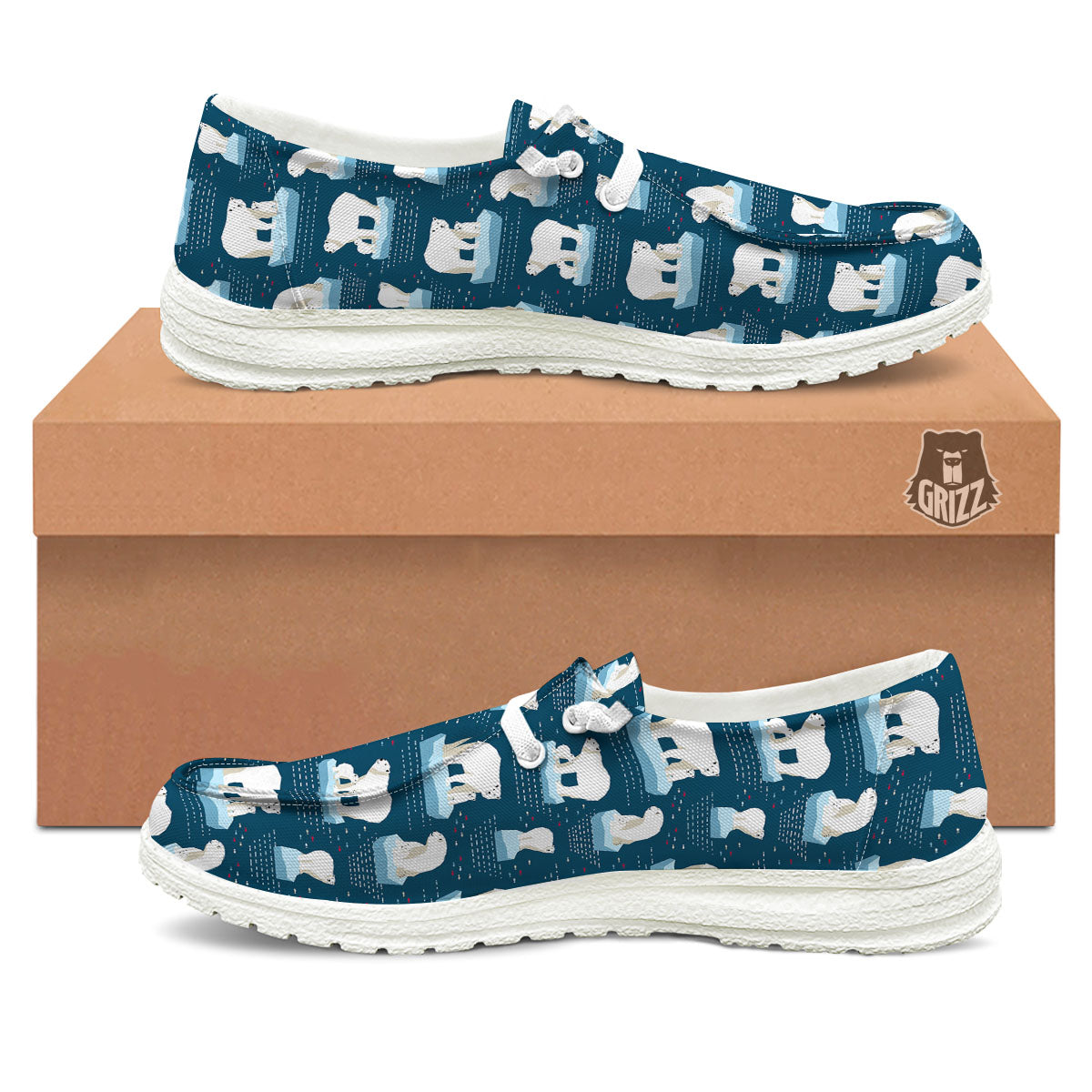 Ice Polar Bear Print Pattern Black Loafers-grizzshop