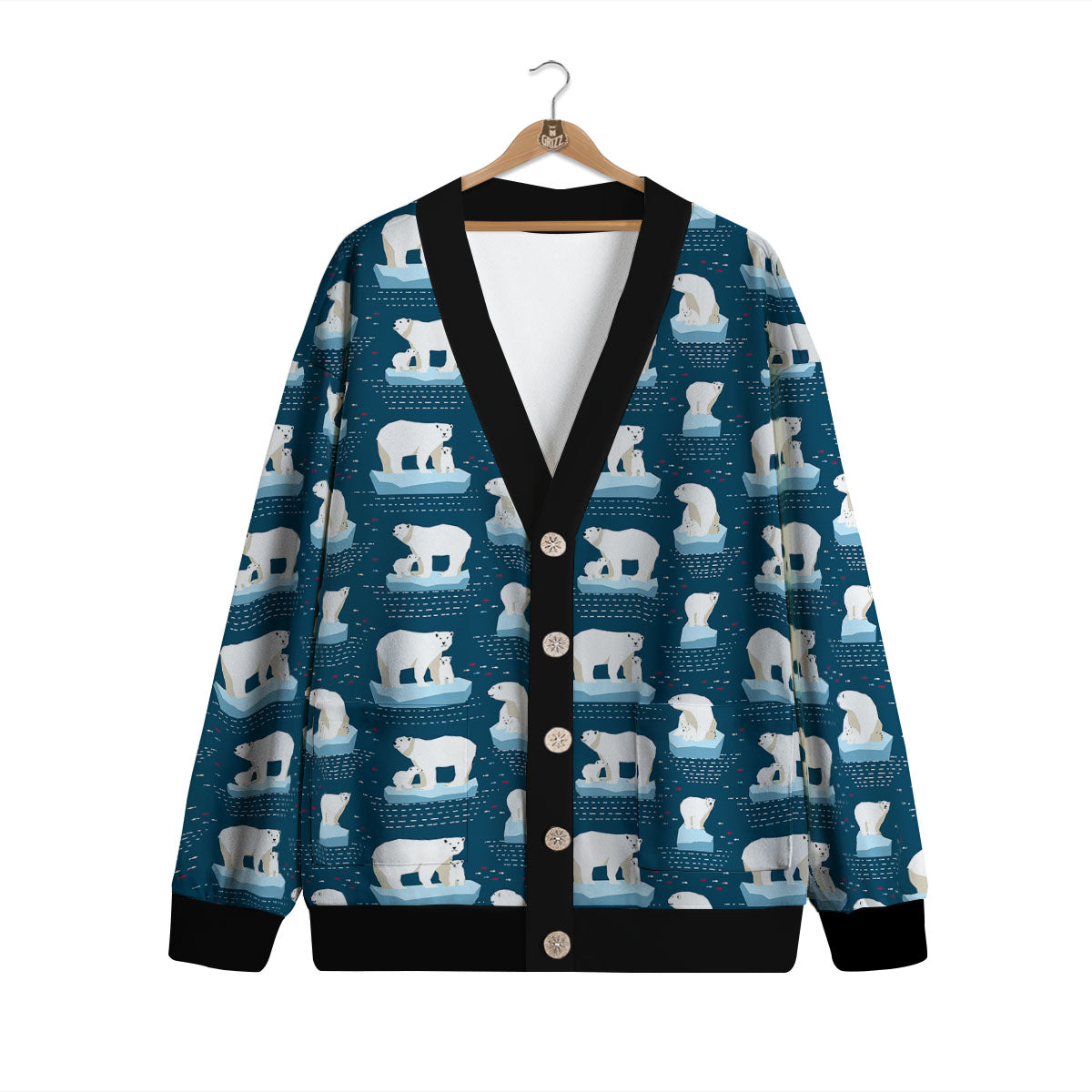 Ice Polar Bear Print Pattern Cardigan-grizzshop