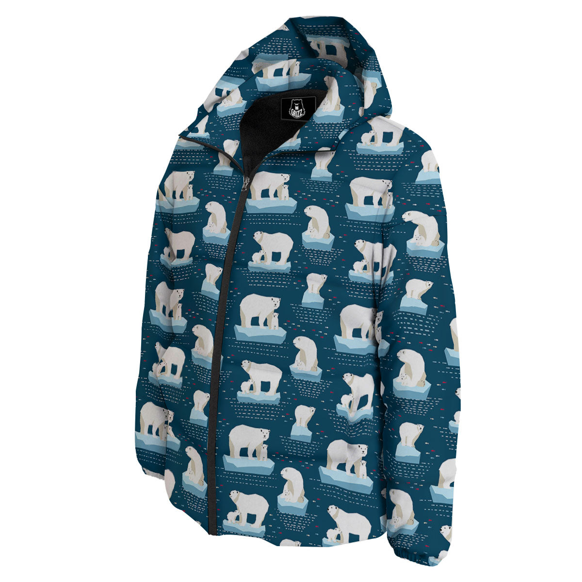 Ice Polar Bear Print Pattern Down Jacket-grizzshop