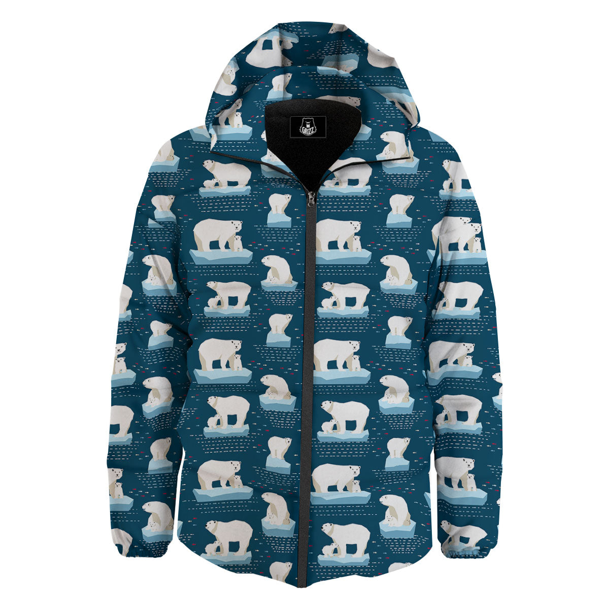 Ice Polar Bear Print Pattern Down Jacket-grizzshop