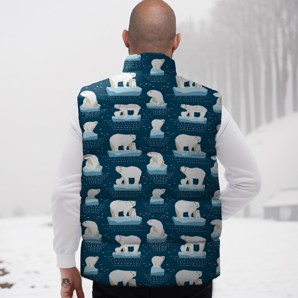 Ice Polar Bear Print Pattern Down Vest