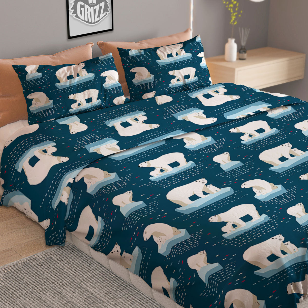 Houndstooth green Trippy Print Pattern Duvet Cover Bedding Set