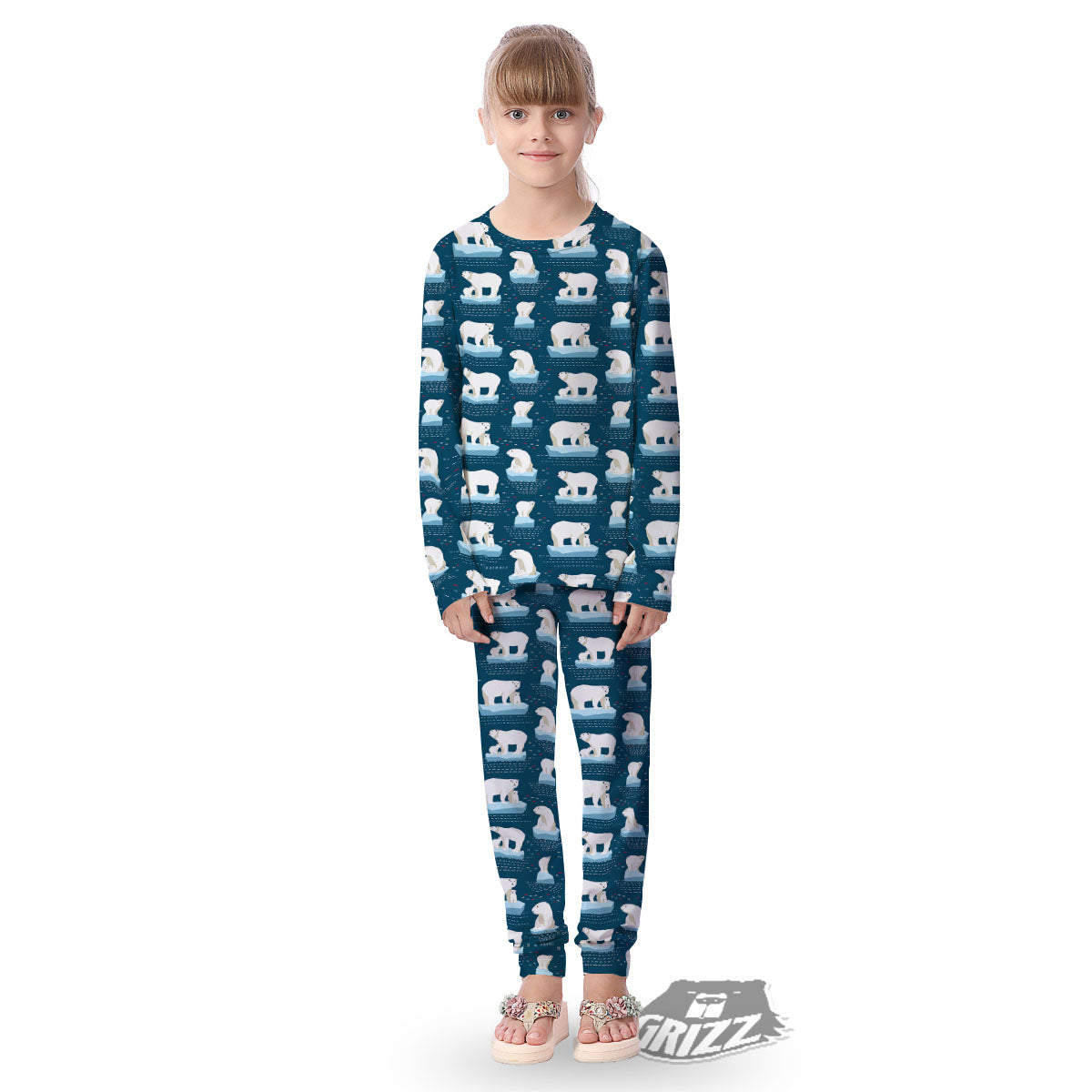 Ice Polar Bear Print Pattern Kid's Pajamas-grizzshop