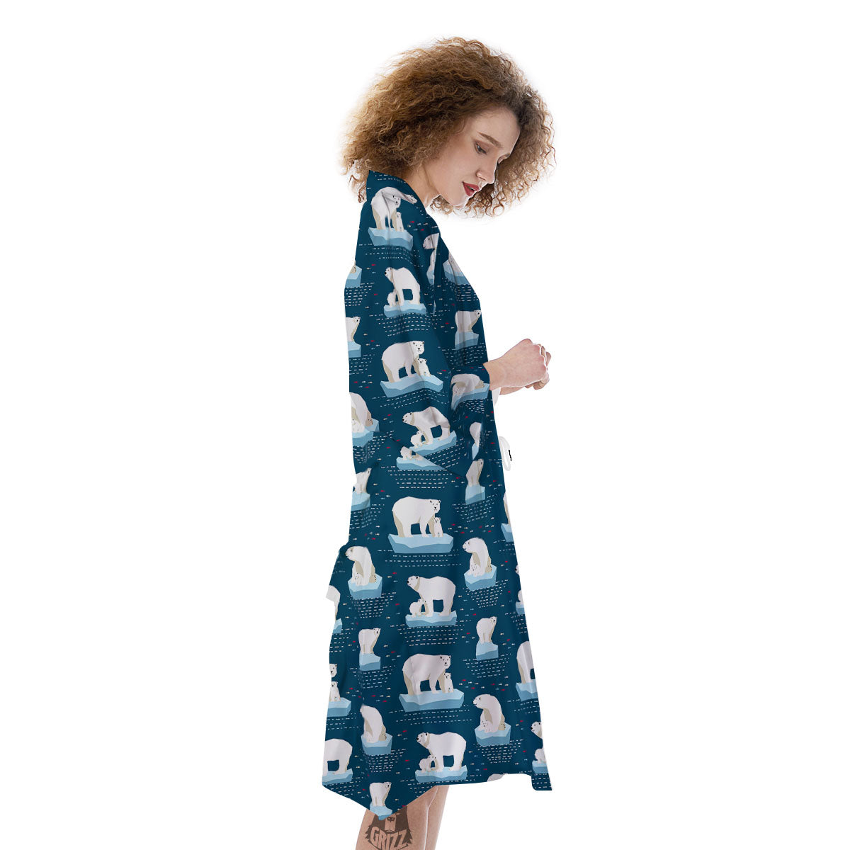 Ice Polar Bear Print Pattern Kimono-grizzshop