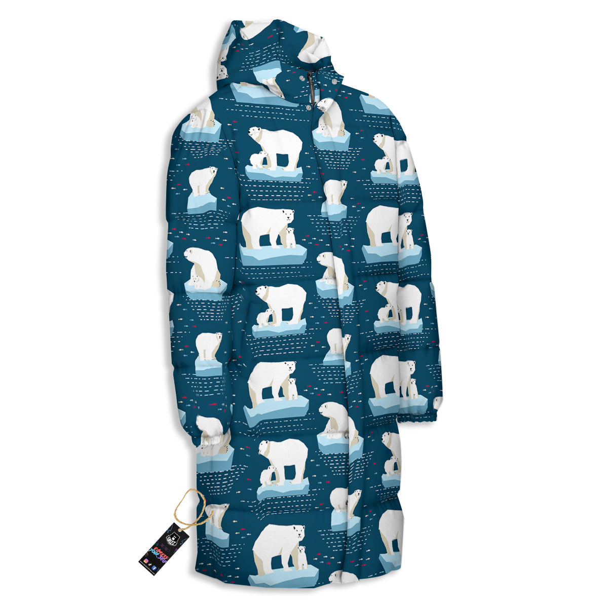 Ice Polar Bear Print Pattern Long Down Jacket-grizzshop