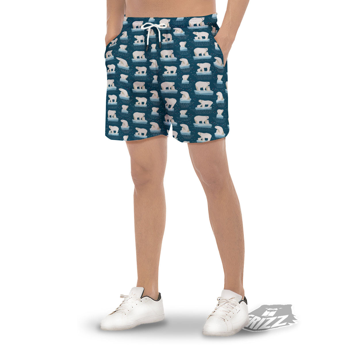 Ice Polar Bear Print Pattern Men's Gym Shorts-grizzshop