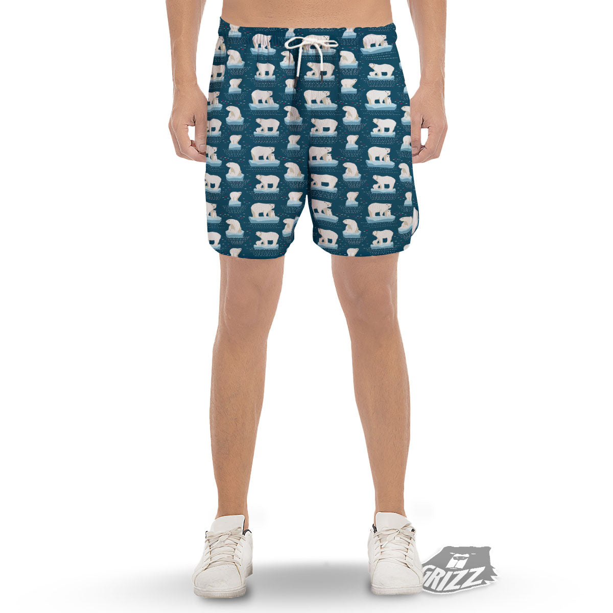 Ice Polar Bear Print Pattern Men's Gym Shorts-grizzshop