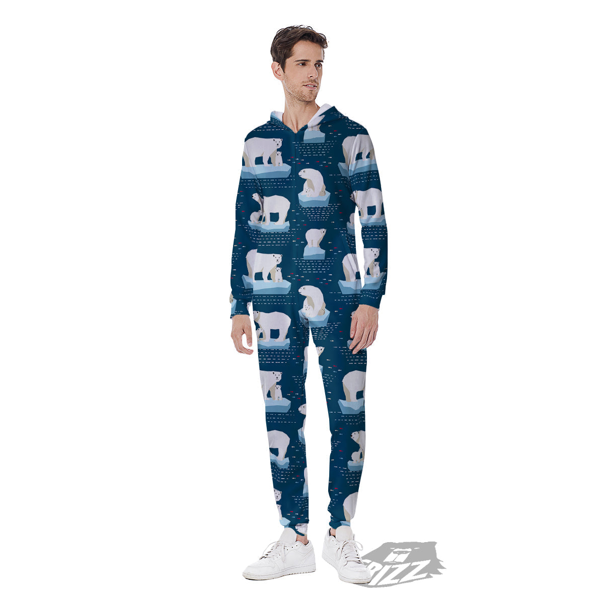 Ice Polar Bear Print Pattern Men's Jumpsuit-grizzshop