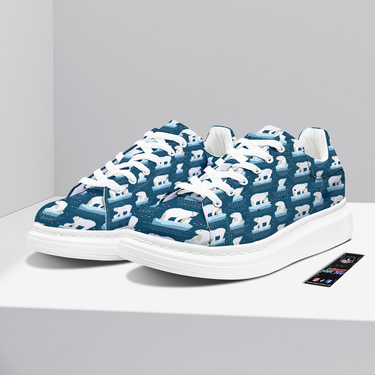 Ice Polar Bear Print Pattern Platform Shoes-grizzshop
