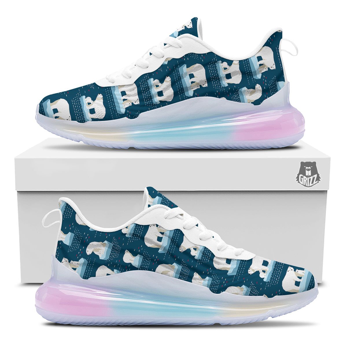 Ice Polar Bear Print Pattern Running Sneakers-grizzshop