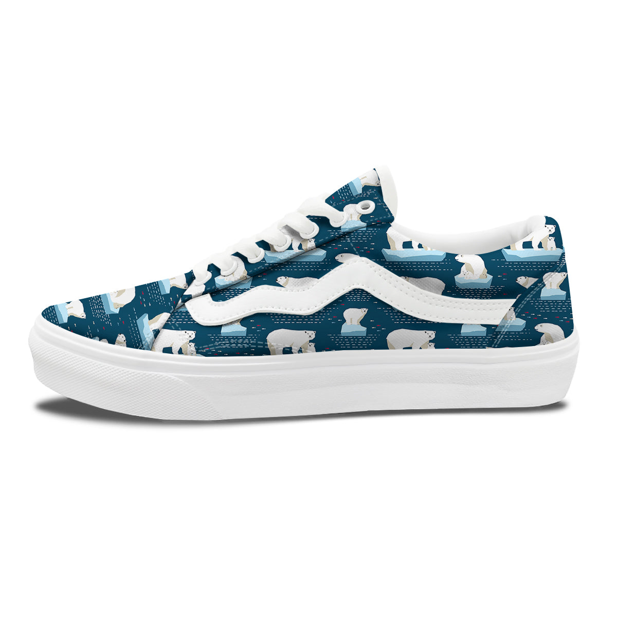 Ice Polar Bear Print Pattern Skate Shoes-grizzshop