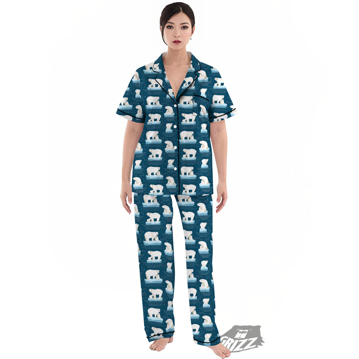 Ice Polar Bear Print Pattern Women's Pajamas Set-grizzshop