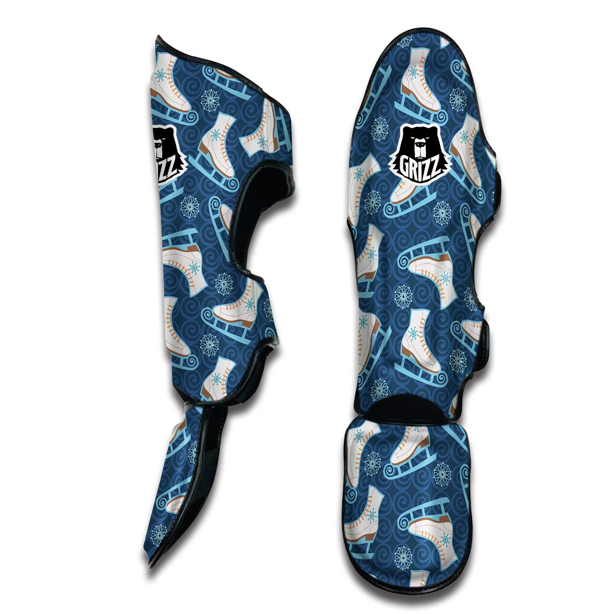 Ice Skate Pattern Print Muay Thai Shin Guards-grizzshop