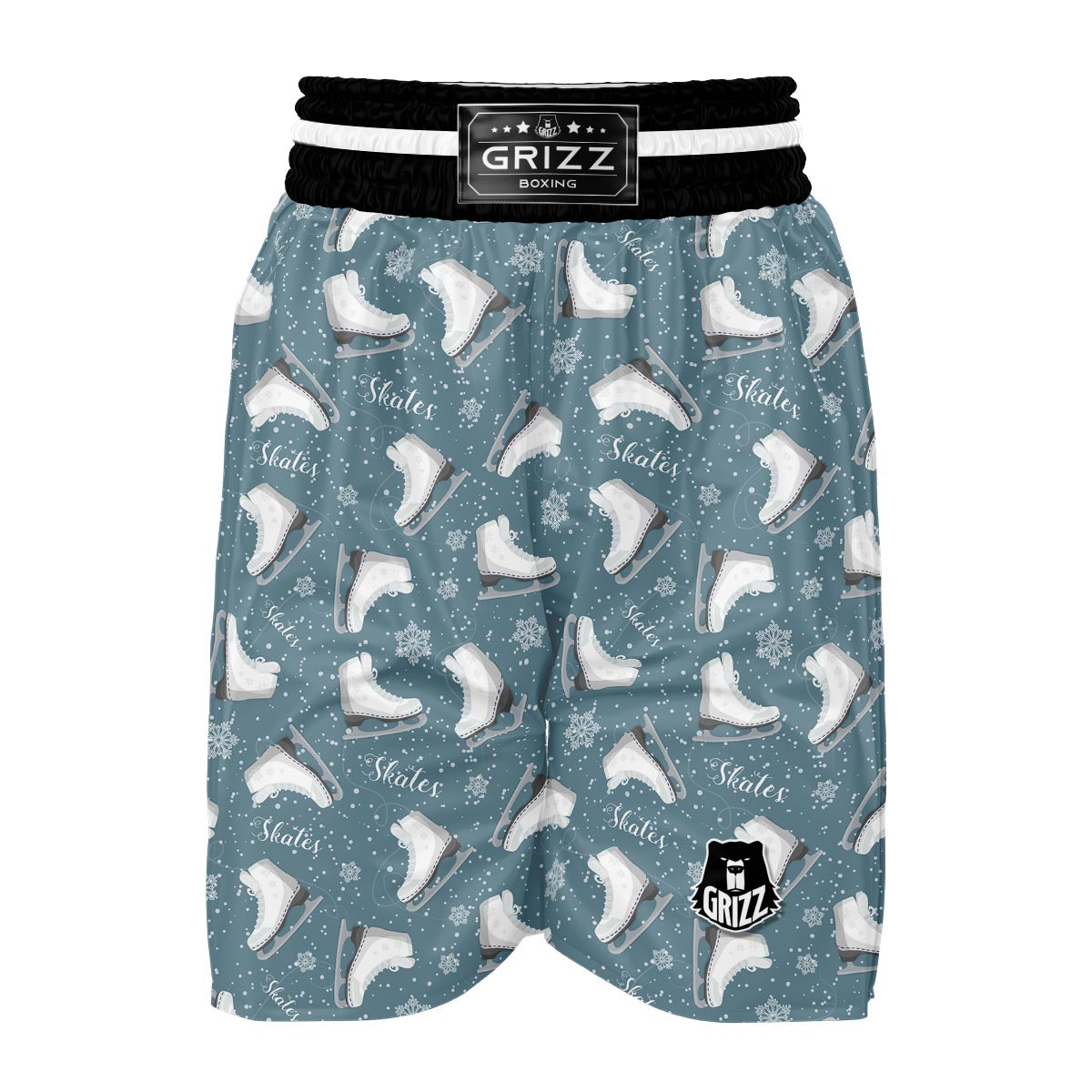 Ice Skate Snowflake Pattern Print Boxing Shorts-grizzshop