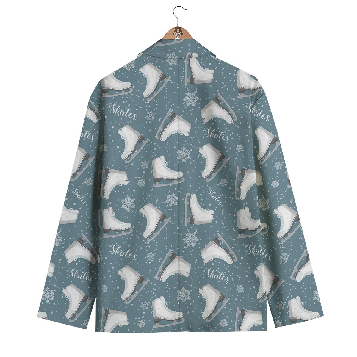 Ice Skate Snowflake Pattern Print Men's Blazer-grizzshop