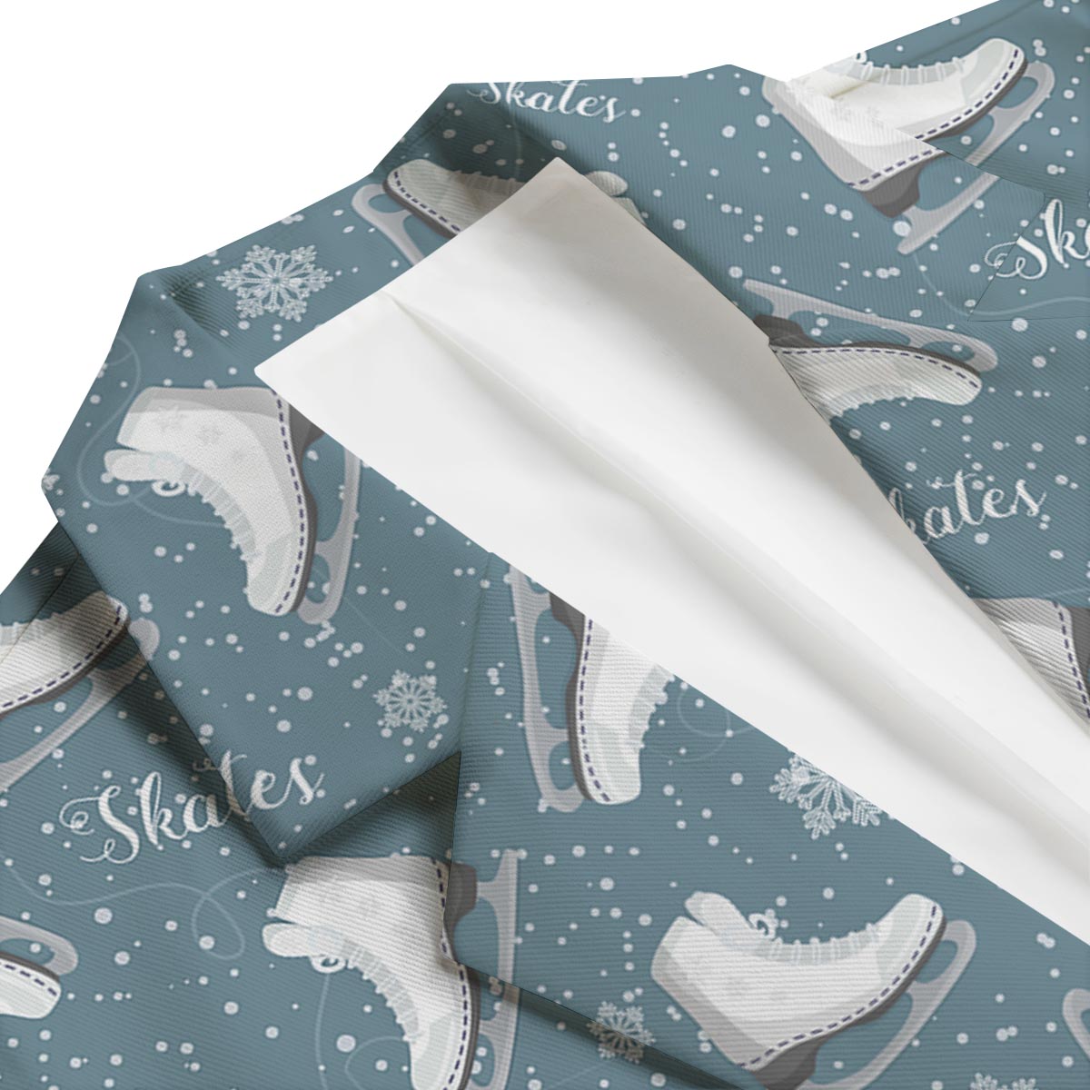 Ice Skate Snowflake Pattern Print Men's Blazer-grizzshop